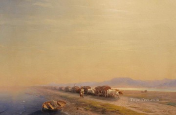 海岸の牛列車 1860年 ロマンチックなイワン・アイヴァゾフスキー ロシア Oil Paintings